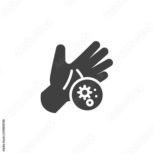 Wash your hands vector icon. Coronavirus prevention filled flat sign for mobile concept and web design. Hand and bacteria virus glyph icon. Symbol, logo illustration. Vector graphics