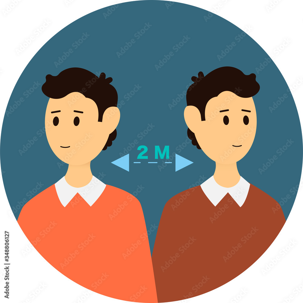 2 people keeping 2 meters social distancing round vector 2 people keeping 2 meters social distancing round vector