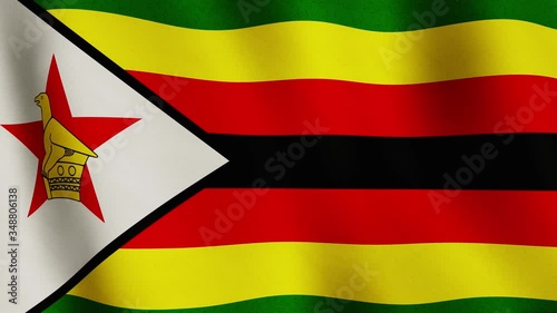 Zimbabwe flag background waving full screen banner - seamless video animation loop photo