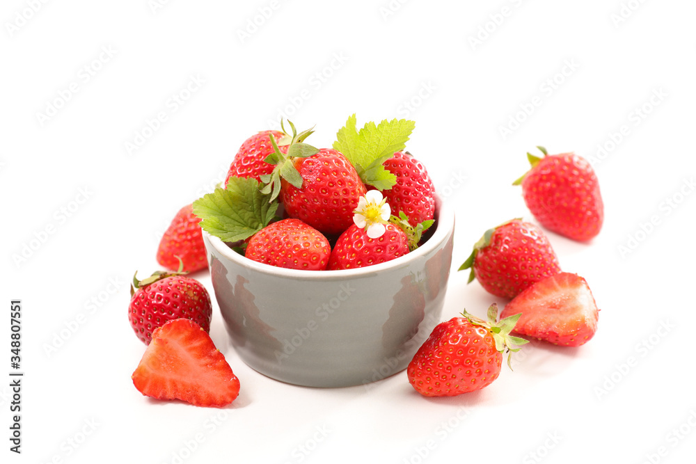 strawberry and leaf isolated on white background strawberry and leaf isolated on white background