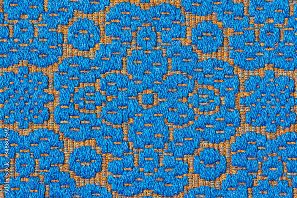 Makrobild von blauem Stoffmuster
