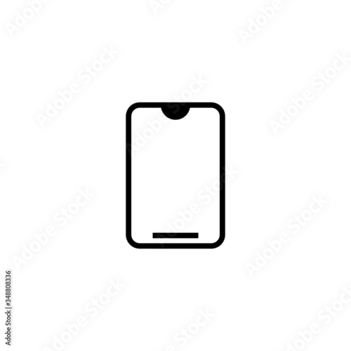 Cellphone vector icon in black solid flat design icon isolated on white background