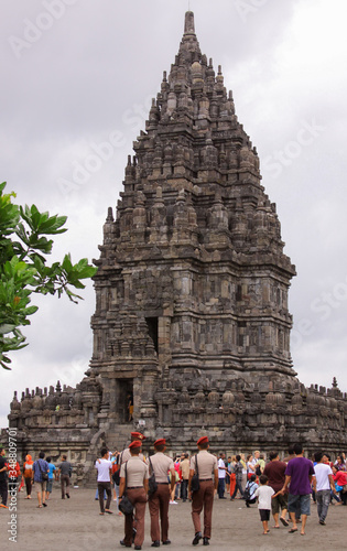 Tourists at famous Prambanan hindu temple, Java