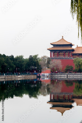 Corner of the West Door form the water pit at the forbidden City in Beijing