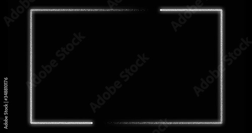 Silver neon frame border background with glowing lines - video animation