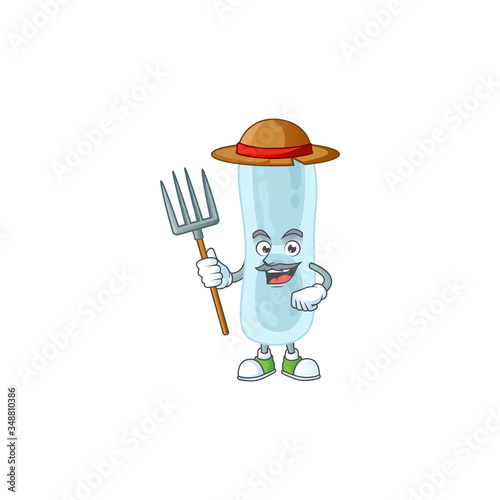 Caricature picture of Farmer klebsiella pneumoniae with hat and pitchfork