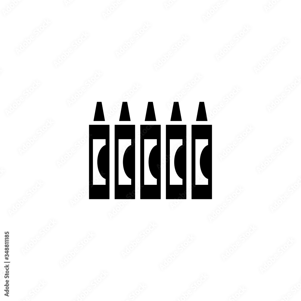 Crayon vector icon in black solid flat design icon isolated on white background Crayon vector icon in black solid flat design icon isolated on white background