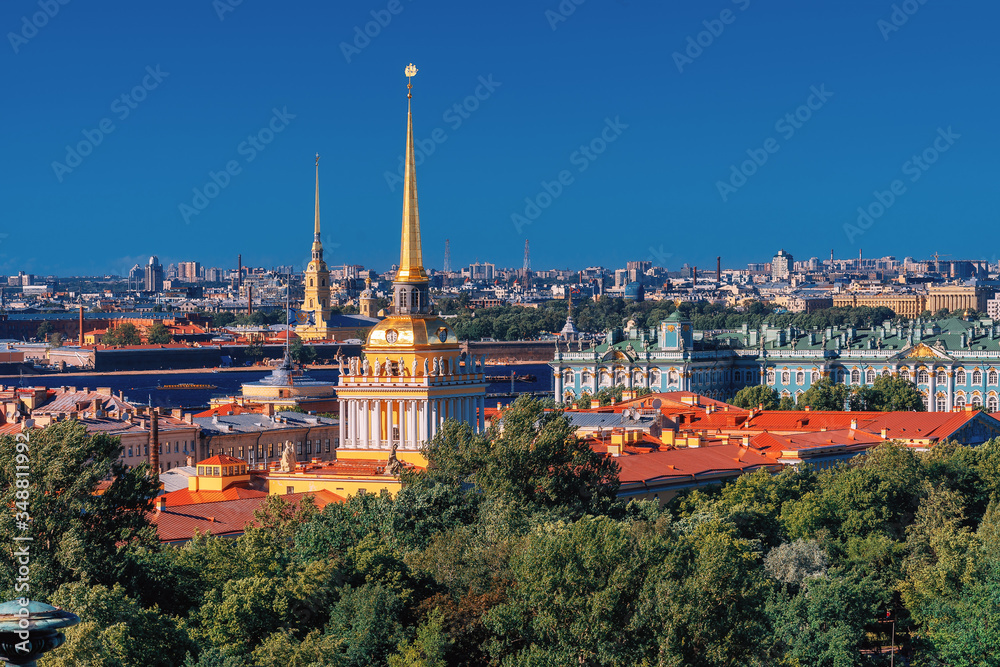 View from St. Isaac's Cathedral to the Peter and Paul Fortress and the Admiralty