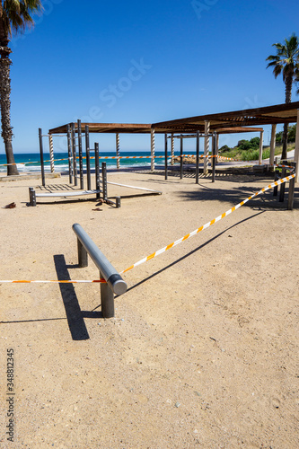 Public park on the beach street workout closed due to the COVID-19 virus