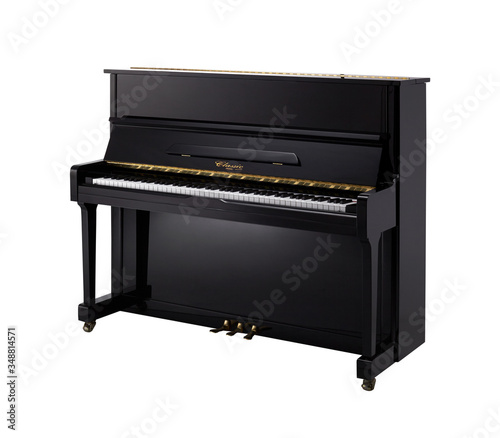 Upright Piano, String Percussion Music Instrument Isolated on White background

