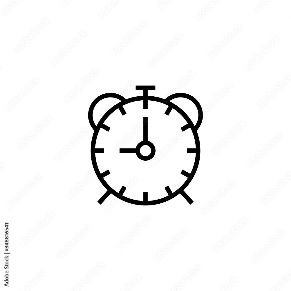 Alarm clock vector icon in linear, outline icon isolated on white background Alarm clock vector icon in linear, outline icon isolated on white background