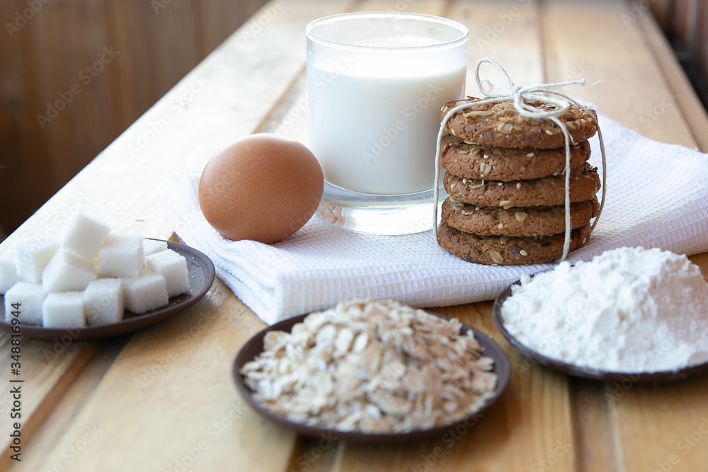 ingredients for recipe cooking oatmeal cookies ingredients for recipe cooking oatmeal cookies