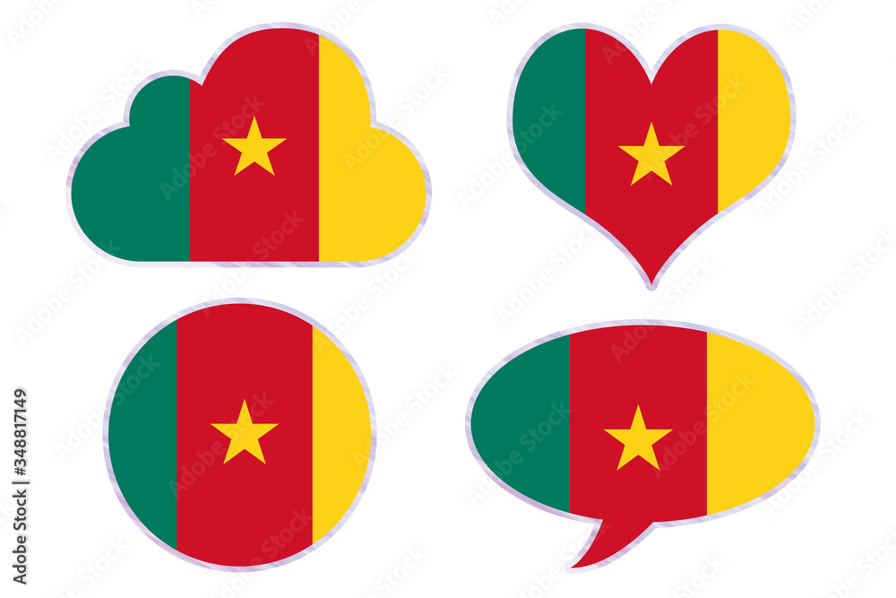 Cameroon flag in different shapes