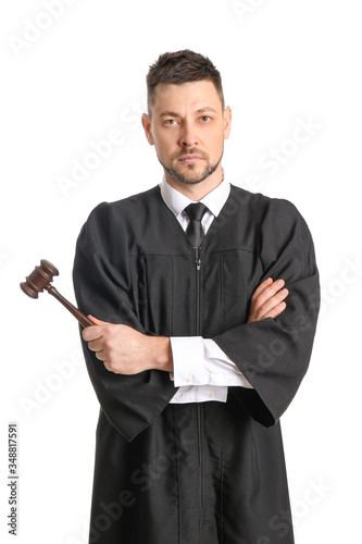 Male judge on white background