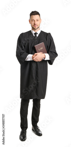 Male judge on white background