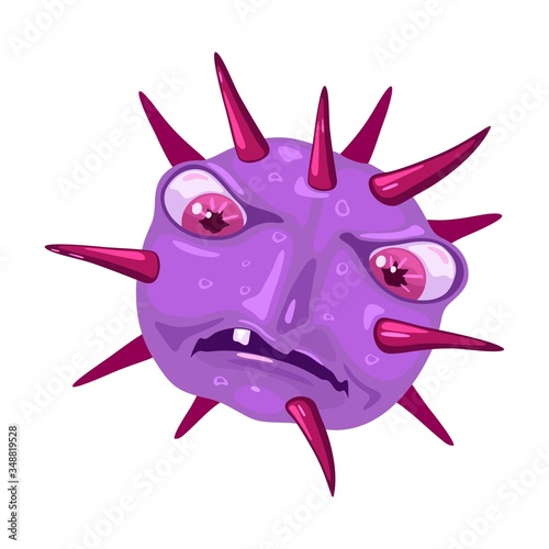 Staphylococcus aureus is gram-positive, round-shaped bacterium that is usual member of microbiota of body, found in upper respiratory tract and on skin. Vector cartoon illustration isolated on white.