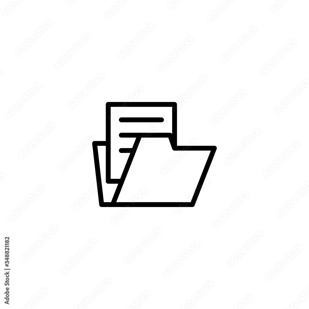 Open file vector icon in linear, outline icon isolated on white background Open file vector icon in linear, outline icon isolated on white background