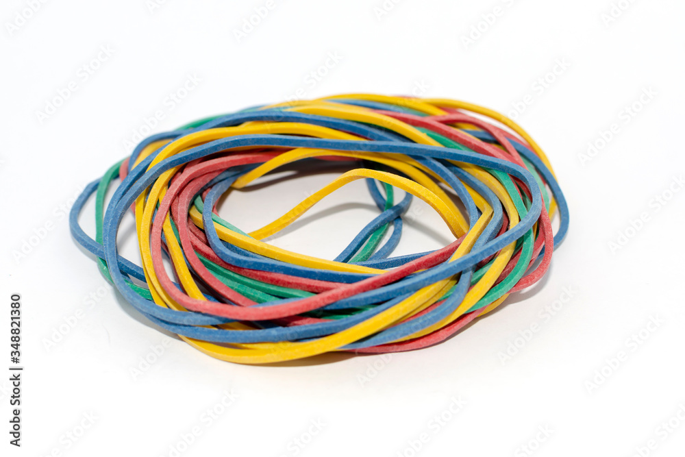 Colorful rubber bands isolated on white background Colorful rubber bands isolated on white background