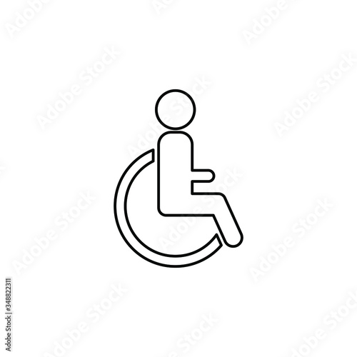 disabled line, linear icon. sign design. wheelchair icon icon design template. Trendy style, vector eps 10. Icon pictogram wheelchair physical deficient. Ideal for catalogs, informational and institut