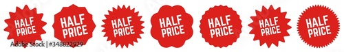 Half Price Tag Red | Icon | Sticker | Deal Label | Variations