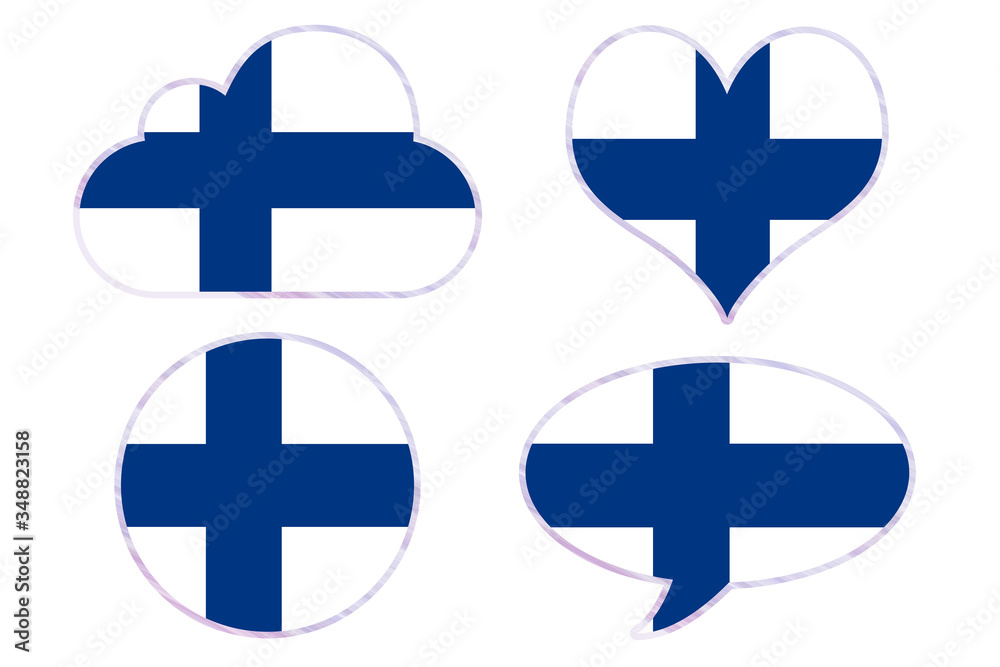 Fototapeta premium Finland flag in different shapes