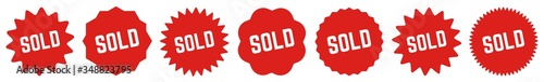 Sold Tag Red | Icon | Sticker | Deal Label | Variations photo