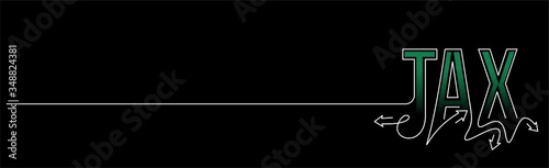 Tax Calligraphic line art Text banner poster vector illustration Design.