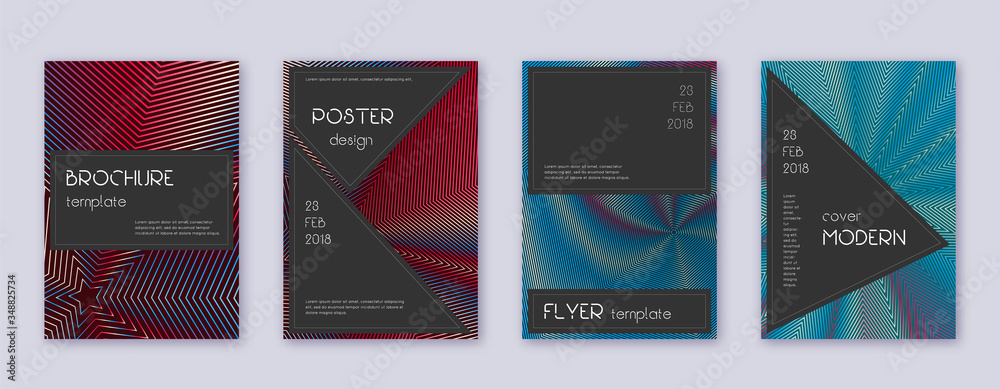 Black brochure design template set. Red abstract l Black brochure design template set. Red abstract l