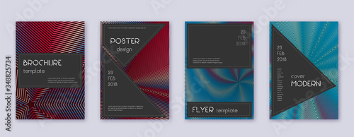 Black brochure design template set. Red abstract l
