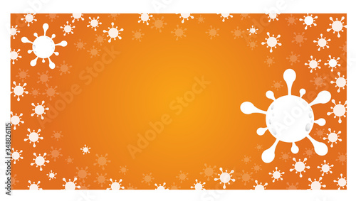 Corona Virus. COVID-19. Novel Coronavirus (2019-nCoV). Virus Covid 19-NCP. Orange Background with white virus cells. Vector illustration.