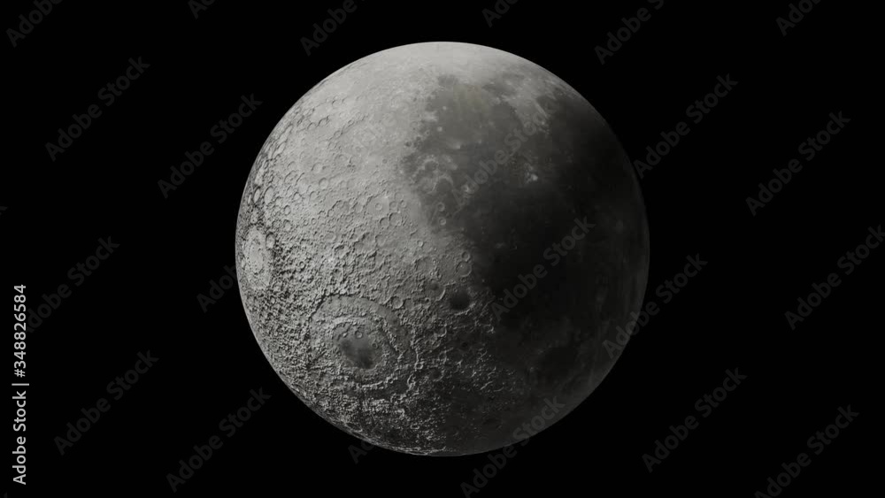 Full moon rotating seamless loop on black background, Images from NASA. 3D Render Full moon rotating seamless loop on black background, Images from NASA. 3D Render