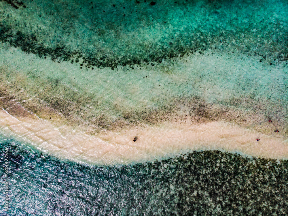 Aerial view of  path in turquoise water