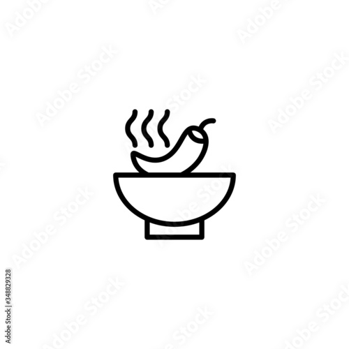 Spicy food vector icon in linear  outline icon isolated on white background