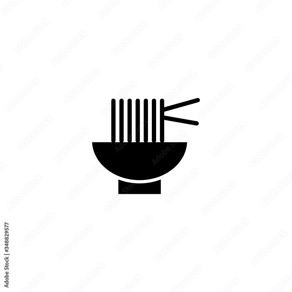 Chinese food vector icon in black solid flat design icon isolated on white background