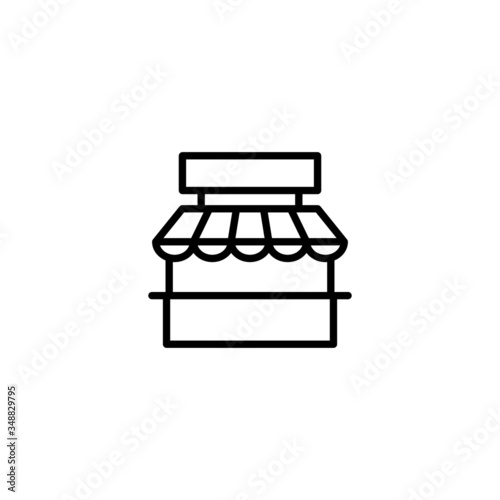 Food stand vector icon in linear, outline icon isolated on white background