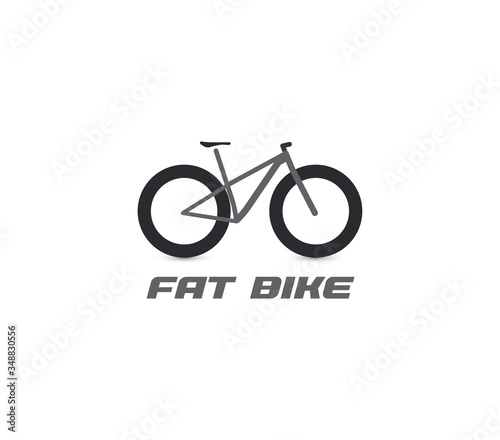 Black fat mountain bike silhouette logo. All-terrain bicycle logotype. Professional cycling icon. Cross country cycle, bike ride sign.