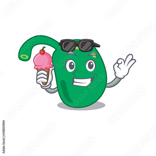 A cartoon drawing of pineal holding cone ice cream