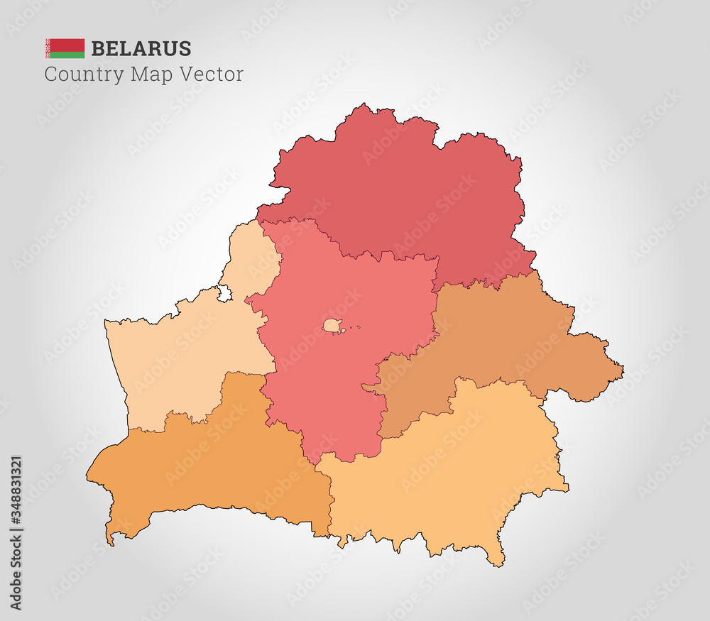 Obraz premium Belarus Colorful Map - Vector Illustration
