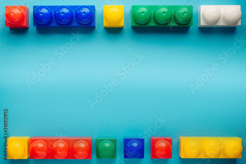 Children's developing games collect designer on a blue background. flatly