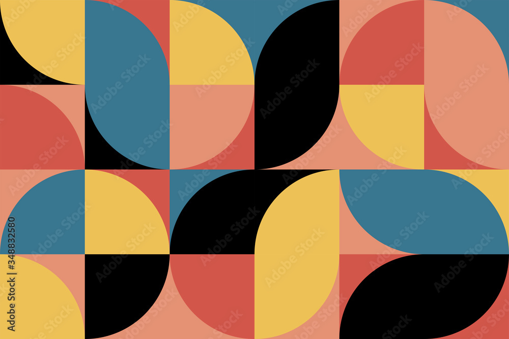 Scandinavian style seamless pattren. Simple geometric design with editable blocks. Retro vector background.