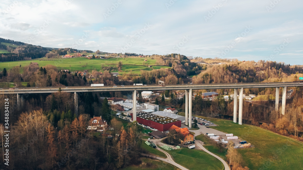 highway bridge over sitter gorge with traffic in saint gallen switzerland europe