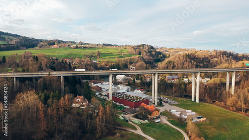 highway bridge over sitter gorge with traffic in saint gallen switzerland europe