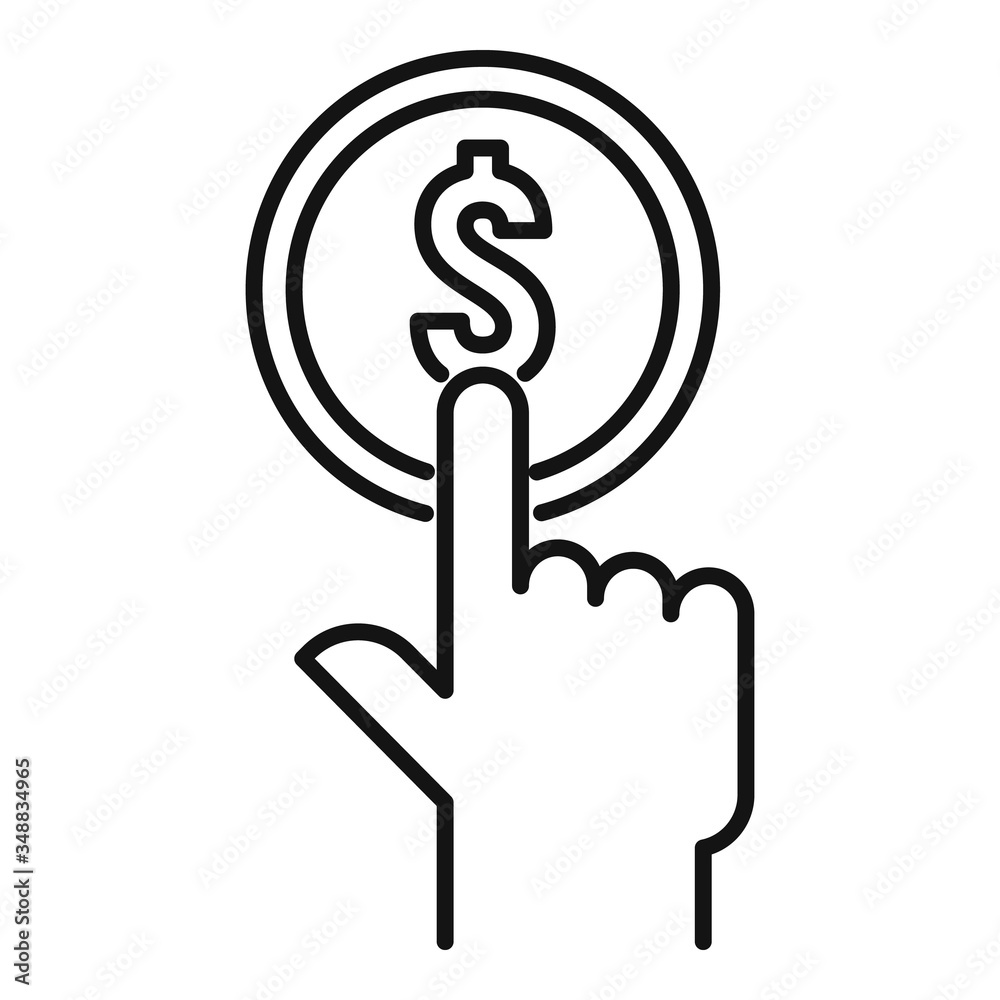 Push coin cash back icon. Outline push coin cash back vector icon for web design isolated on white background Push coin cash back icon. Outline push coin cash back vector icon for web design isolated on white background