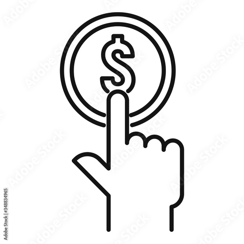 Push coin cash back icon. Outline push coin cash back vector icon for web design isolated on white background