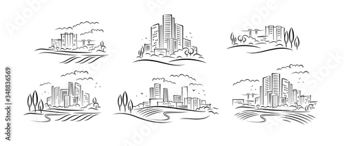 Abstract schematic urbanistic landscapes