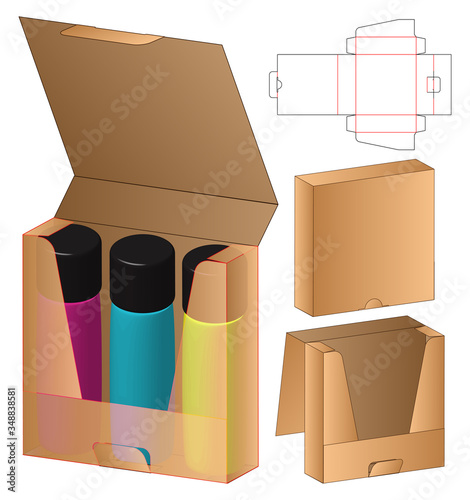 Foto Box packaging die cut template design. 3d mock-up