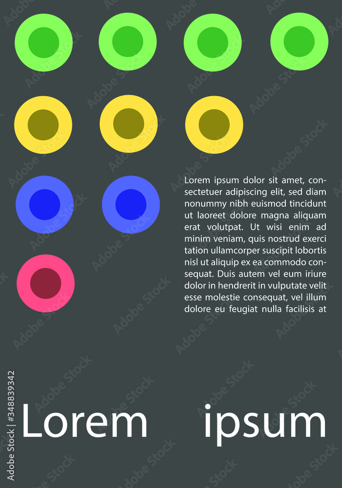 Fototapeta premium Abstract Poster with colour circles. Design backgound in swiss flat style. Banner design with shapes.