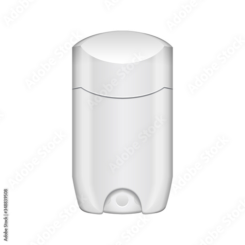 Antiperspirant stick with closed cap. White vector realistic mockup template. Men or woman blank deodorant stick, skincare and hygiene product