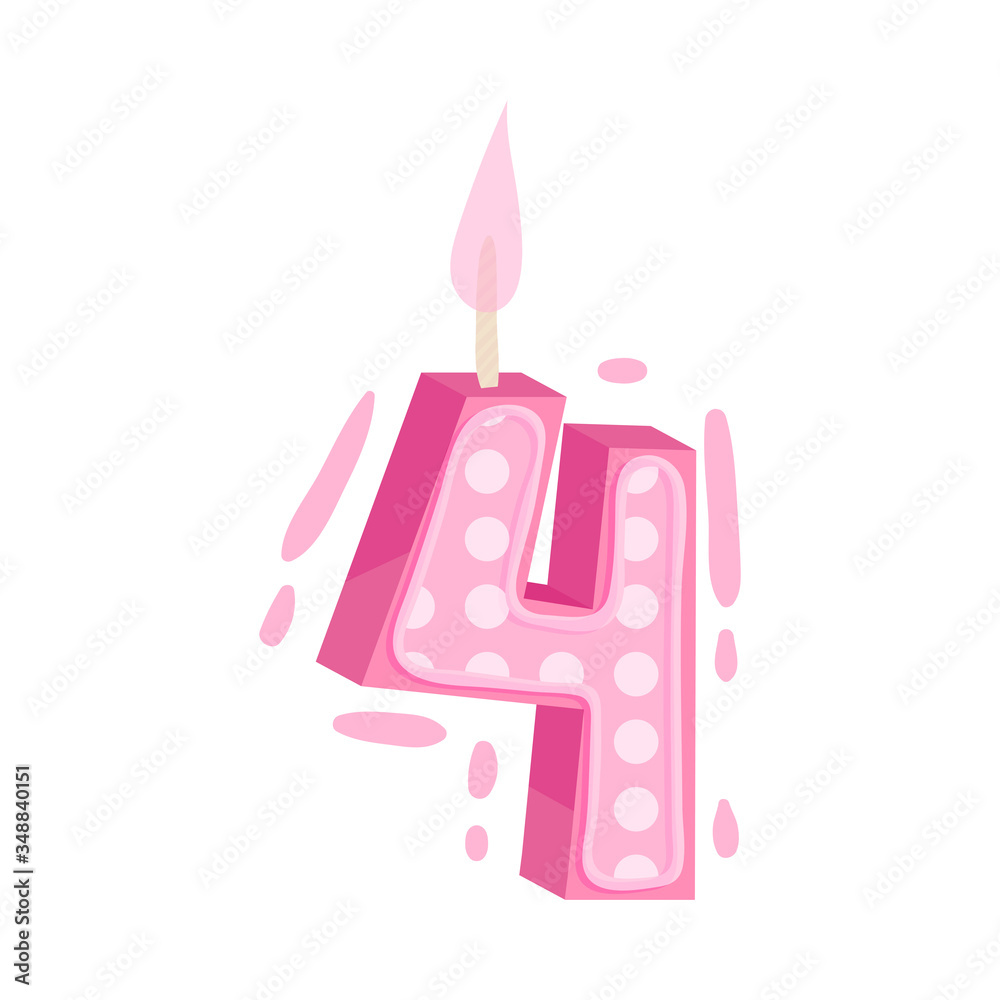 Birthday Number Candle as Festive Cake Decoration Element Vector Illustration Birthday Number Candle as Festive Cake Decoration Element Vector Illustration