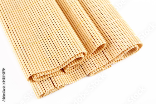 Texture of bamboo. New clean bamboo board with striped pattern, flat background photo texture. Wood background.